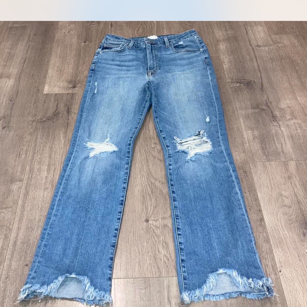 Jonathan Simkhai Blue Distressed Straight Leg Jeans